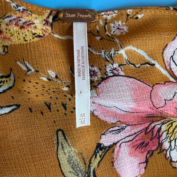 Free People Cherry Blossom Plunge Long Sleeve Mini Dress Size Medium - Picture 8 of 10